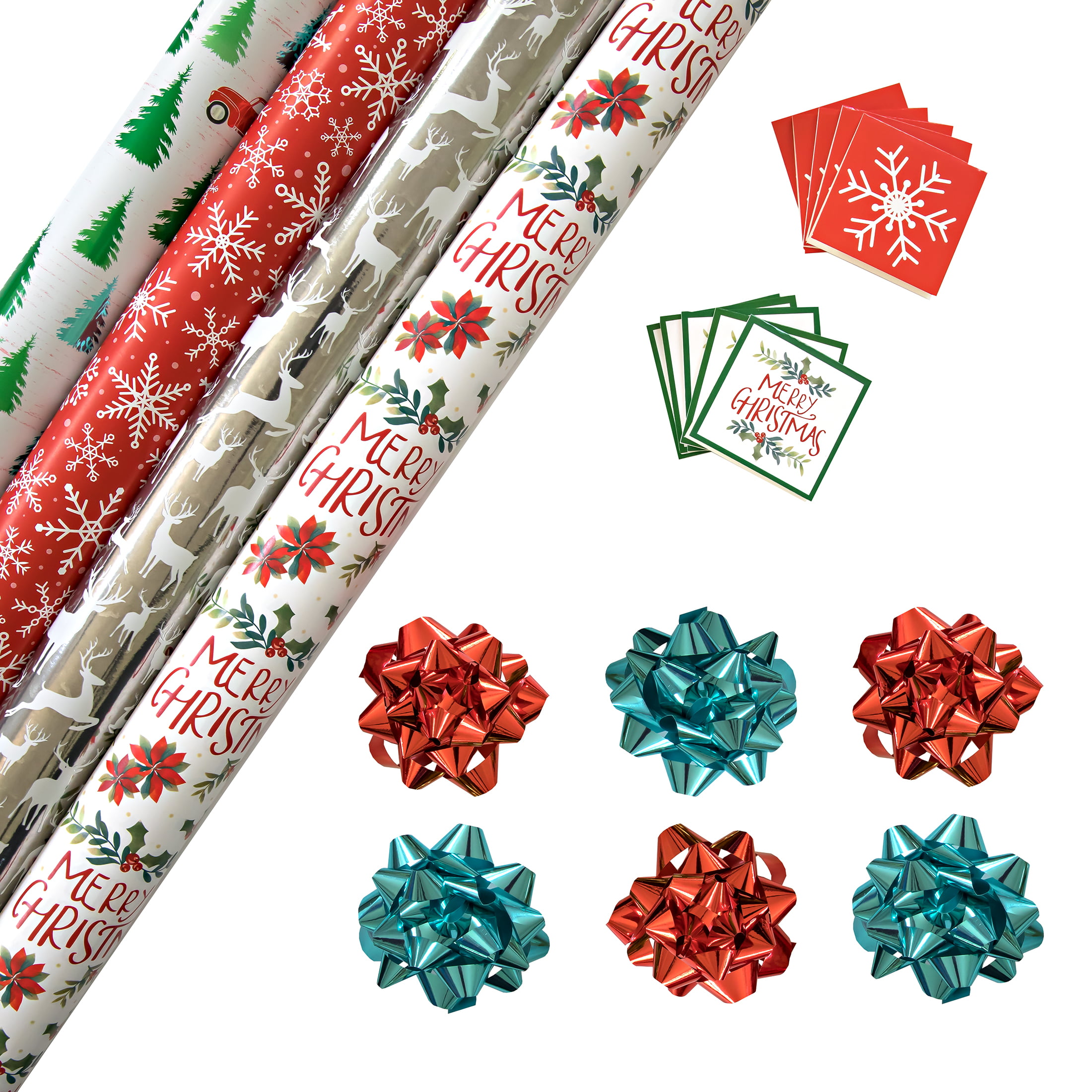 Ryan's World Gift Wrap Set - (4) Wrapping Paper Rolls, (10) Gift Tags, (6)  Bows, Ryan's World Theme 