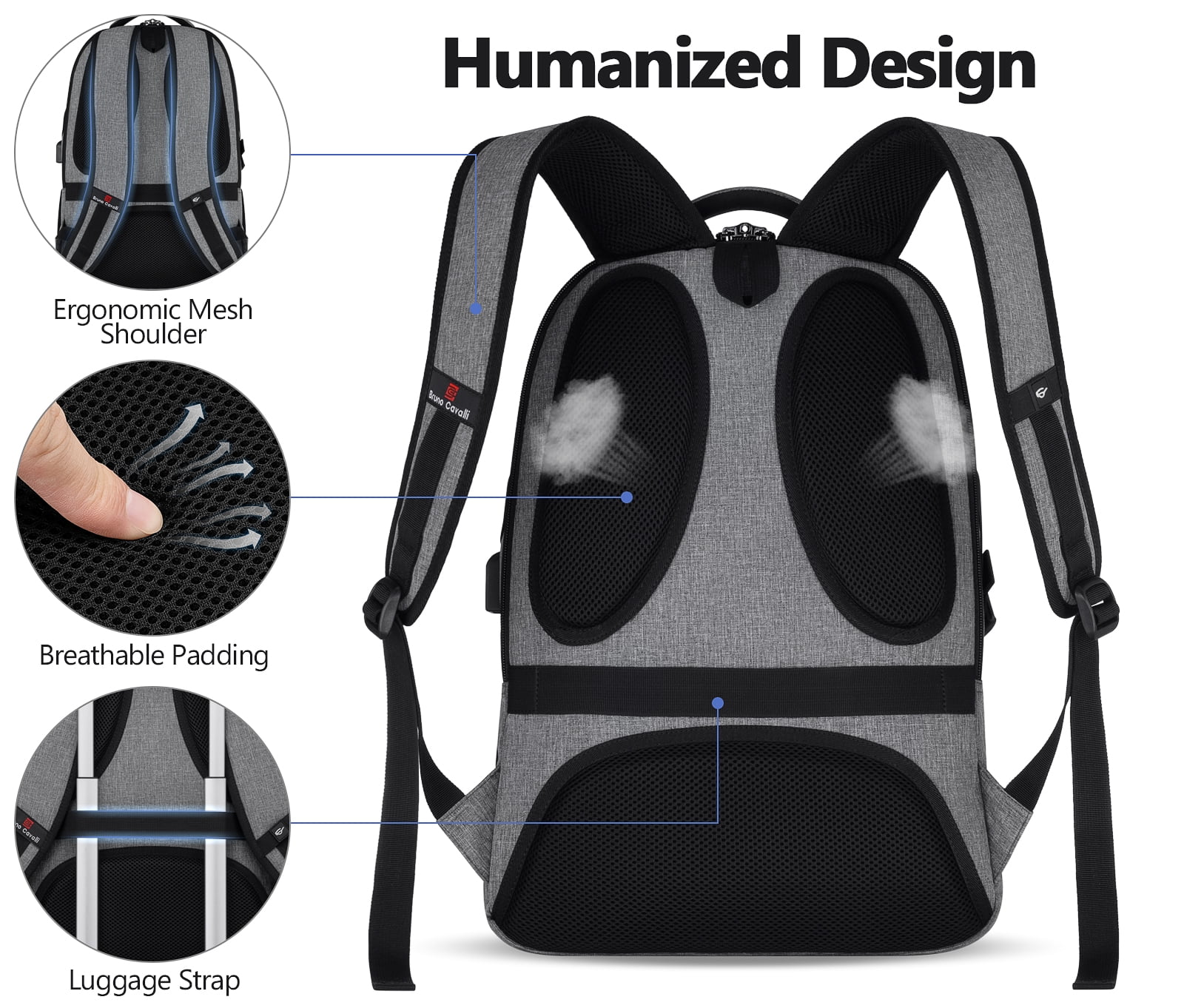 UKEIN Laptop Backpack with USB Charging Port Water Resistant Backpacks for Adults Work Business Laptop Backpack for Men