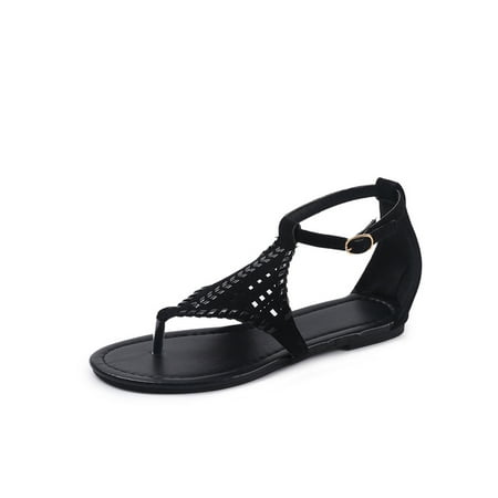 

Oucaili Womens Summer Boho Flip Flops Sandal T Strap Thong Flat Casual Shoes Size 4-10
