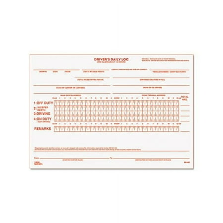 Redifoam Driver's Daily Log,7 7/8''x 5 1/2'', Red/White