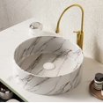 thumbnail image 4 of 14'' Bathroom Sink, Round Vessel Ceramic Sink with Stone Pattern without Faucet, NO Cabinet, Glossy White, 4 of 5