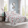 thumbnail image 1 of Marina Decoration Rich Printed Stitching Coverlet Bedspread Ultra Soft Summer Bedding Quilt Set with Quilted Sham, Pink Floral and Birds Pattern, 1 of 8