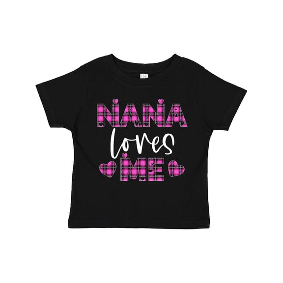 Inktastic My Nana Loves Me Hearts in Pink Plaid Boys or Girls Toddler T-Shirt