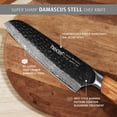 thumbnail image 3 of Cuchillo Santoku Hecef japonés de 7 pulgadas de acero de Damasco Forjado Ultraafilado, 3 of 9