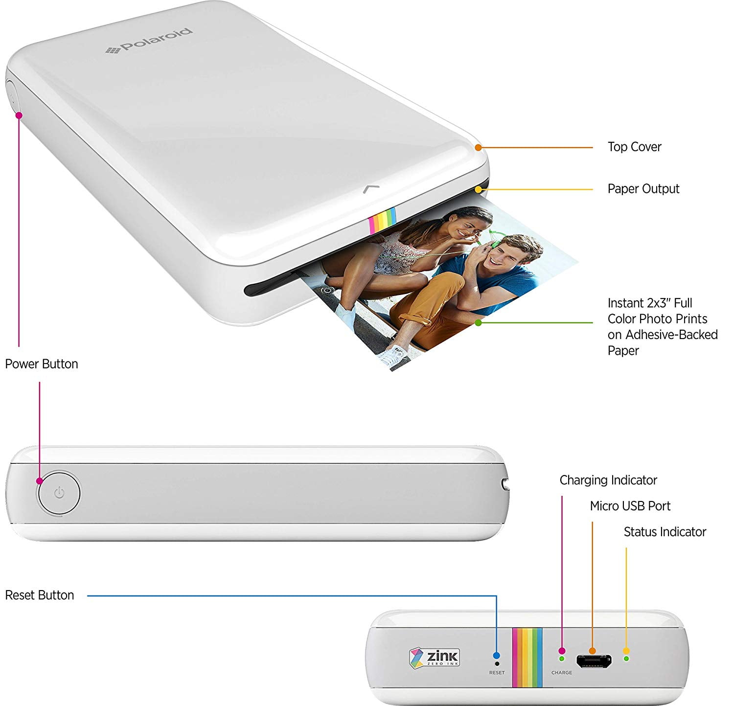 Polaroid ZIP モバイルフォトプリンター Amazon.co.jp: スマホ対応プリンター 手持ちサイズ 充電式