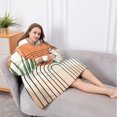 thumbnail image 5 of Oversized Wearable Blanket Hoodie,Orange Boho Geometric and Plant Pattern Sherpa Blanket Hoodie with Super Pockets,Super Warm Fuzzy Pullover for Women & Men, 5 of 6
