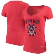 Team USA Women's Vintage Shield Tri-Blend V-Neck T-Shirt - Red