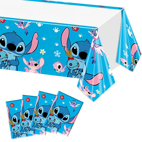 4 PCS Stitch Party Tablecloth, Disposable Stitch Party Tablecovers for Party Stitch Party Supplies Decorations, 42.5 x 70.8 inch