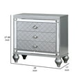 thumbnail image 3 of Benjara Calan 28 Inch Nightstand, 3 Drawers, Pebble Texture, Mirror Trim, Silver, 3 of 6