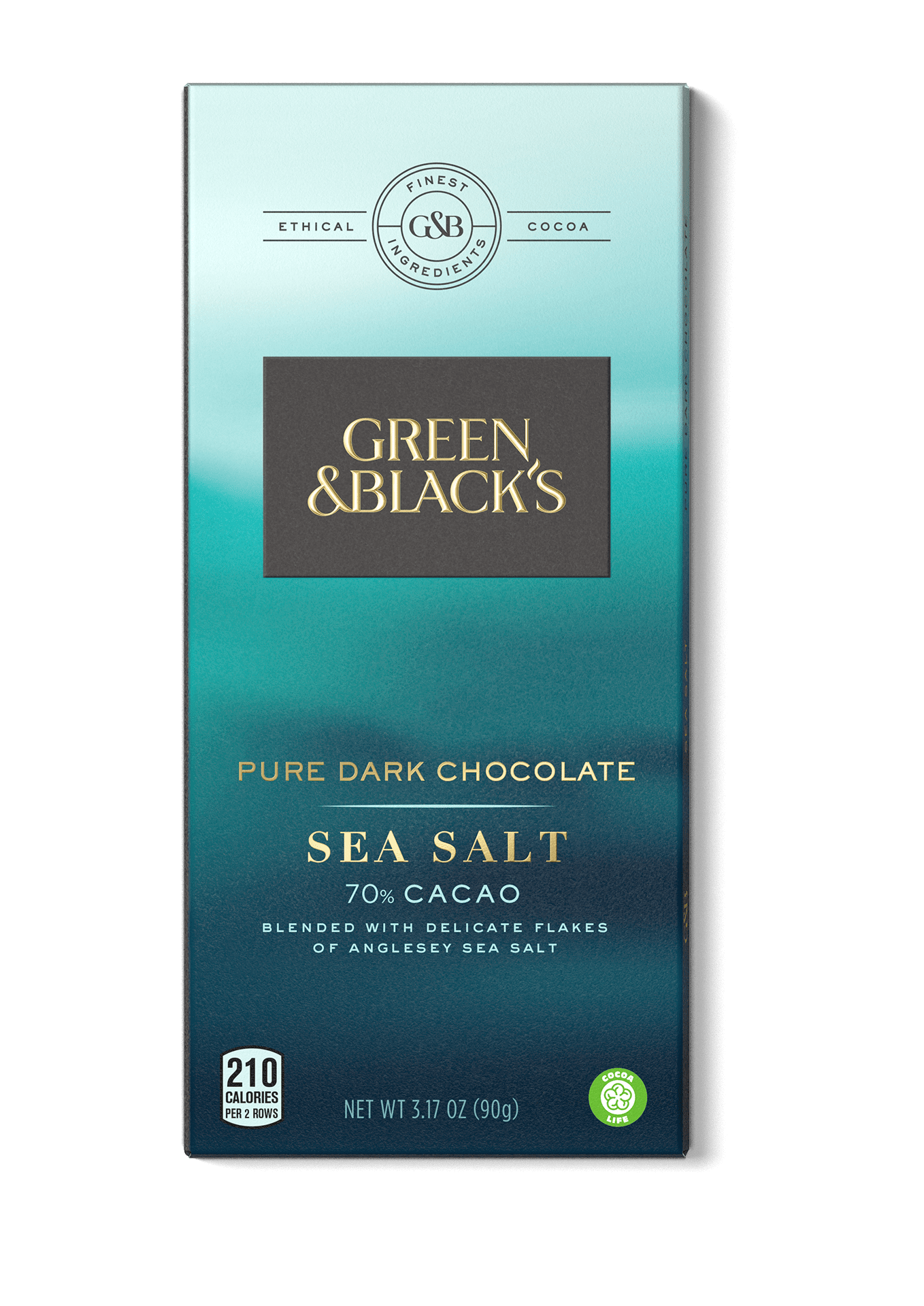 Green and Black's Sea Salt 70% Cacao Pure Dark Chocolate 3.17 oz. Bars by Mondelez