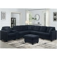 thumbnail image 5 of JERFIT 7-Seater Velvet Sectional Sofa Couch with Cup Holders, Dark Blue Fabric Upholstered Living Room Furniture, 5 of 9