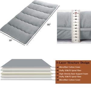 Twin/Full/Queen Size Floor Futon Mattress, 3" Thicken Roll Up Daybed Futon, Portable & Foldable Tatami Mat for Sofa Lounger, Camping, Dormitory, Yoga Sleep Nap Meditation