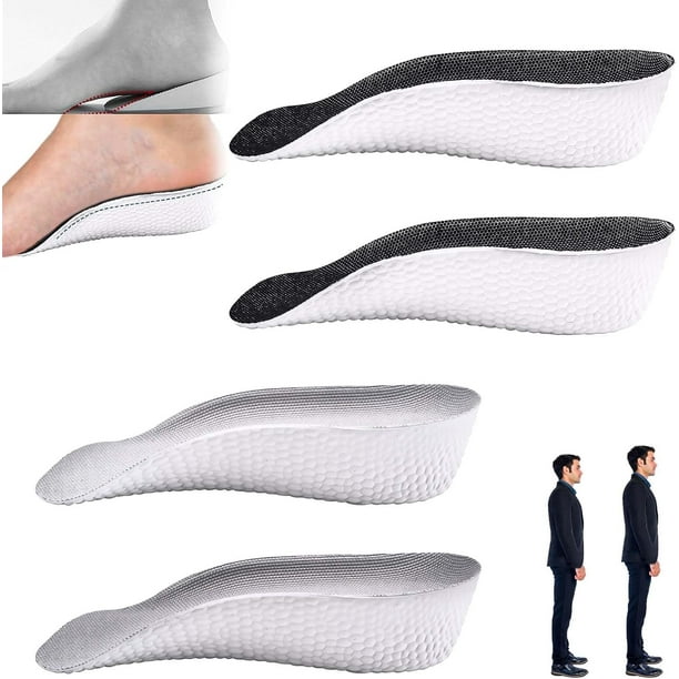 Plantillas ortopédicas de altura 1.0, plantillas de altura con soporte para el arco, plantillas para hombres, almohadillas para levantar el talón para hombres y mujeres (negro+gris, 3,5 cm)