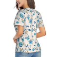 thumbnail image 3 of Vsdgher Rose Flowers Women Shirts V Neck Short Sleeve Tops T-Shirt Basic Tees, S to 3XL3X-Large, 3 of 5