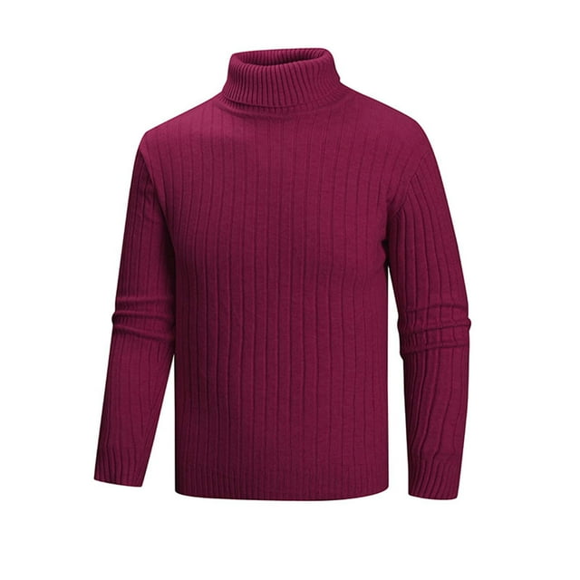 fatyb Chandail pour Hommes à Col Roulé Décontracté Tricoté Extensible à Manches Longues Hauts Chauds d'Automne Hiver pour Hommes