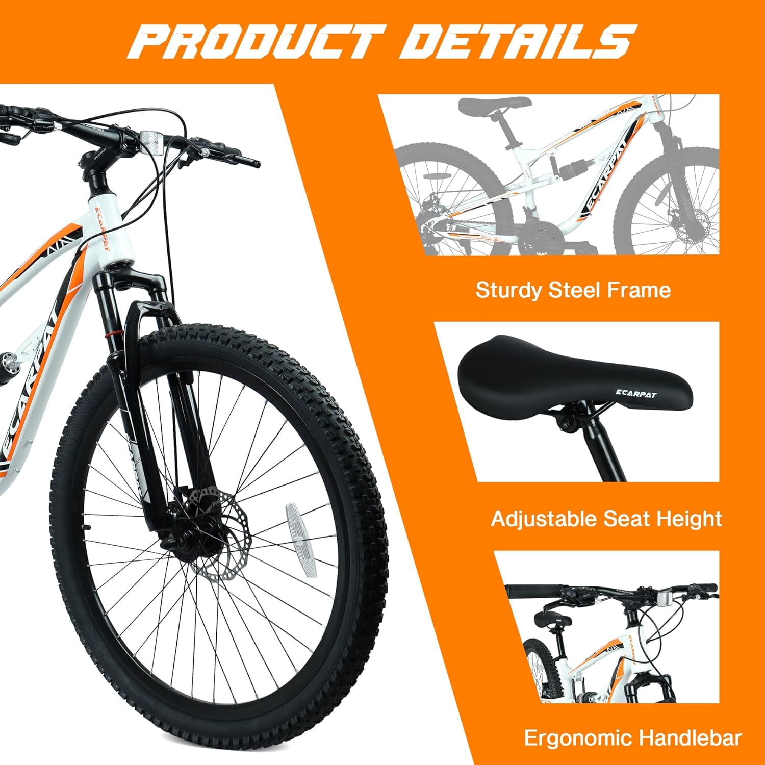 Ambifirner 26 Inch Mountain Bike for Men & Women with 21-Speeds & Full Suspension Steel Frame, Alloy Rims, Disc Brakes For All Terrains, Men & Women, Multiple Colors