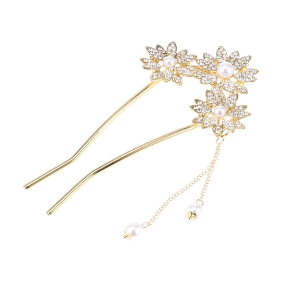 Unique Bargains Flowers Tassel Hair Pins for Women 4.84"x2.52"x0.47" 1 Pc Gold Tone