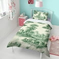 thumbnail image 4 of Green Toile De Jouy Pattern Duvet Cover and Pillowcase Set for Single Bedding, Bedroom Accessories for Kids Teens, 4 of 5