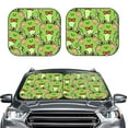 thumbnail image 2 of Kll Cute Green Frog Windshield Sun Shade 2-Piece Foldable Car Front Window Sunshade For Most Sedans Suv Truck - Auto Sun Blocker Visor Protector Blocks Max Uv Rays - Medium, 2 of 7