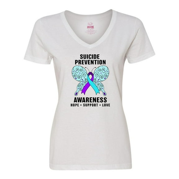 Inktastic Suicide Prevention Awareness Hope Support and Love Women's V-Neck T-Shirt