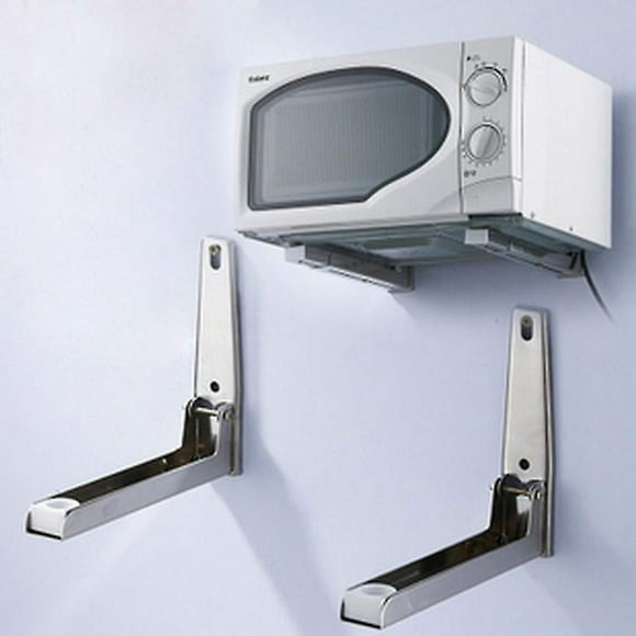 Silver Microwave Stand With Arm, Steel Microwave Stand, Wall Mounted Microwave Stand, Wall Mount Microwave Shelf