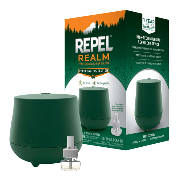 Repel Realm Zone Mosquito Repellent Device, Rechargeable Outdoor Diffuser, 40-Hour Protection