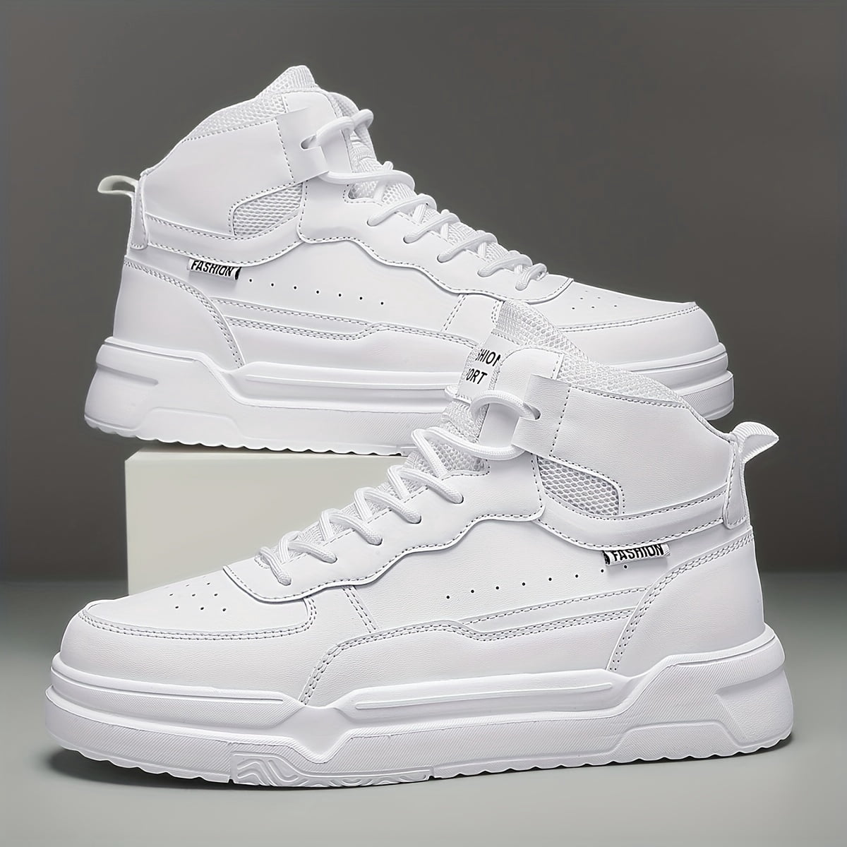 Men'S Shoes Men'S And Women'S Casual High-Top Skateboard Shoes Pure White Sneakers Round Toe Lightweight Comfortable Minimalist Style Campus Style Daily Outing Hiking Shoes Couple Shoes