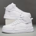 thumbnail image 2 of Men'S Shoes Men'S And Women'S Casual High-Top Skateboard Shoes Pure White Sneakers Round Toe Lightweight Comfortable Minimalist Style Campus Style Daily Outing Hiking Shoes Couple Shoes, 2 of 8