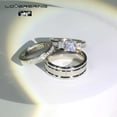 thumbnail image 7 of Couple rings Wedding Ring Set Women Square cut Moissanite Engagement Ring in Sterling Silver Man Titanium Bands, 7 of 7