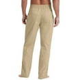 thumbnail image 4 of QDG Mens Cotton Linen Pants Elastic Waist Drawstring Loose Casual Summer Beach Pants Khaki L, 4 of 9