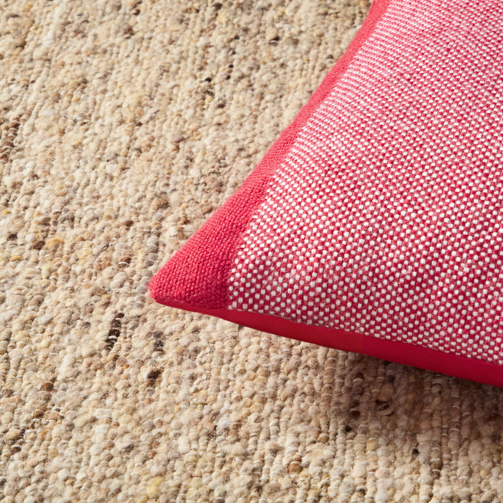 TOWN & COUNTRY TERRA Alara Solid Border Handcrafted Indoor Outdoor Decorative Pillow, 100% Recycled Materials, UV Fade Resistant, Water Repellent, Red/Ivory, 14"x20"