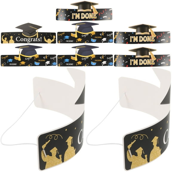 WORGEOUS 9 Pcs Graduation Paper Hat Party Photo Display Favors Cap Band Child