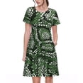 thumbnail image 1 of Fotbe Green Snakeskin Vestido Largo de Moda para Mujer, Vestido Tipo Camiseta con Manga Corta y Estilo Casual a Rayas y Bloques de Color, 1 of 6
