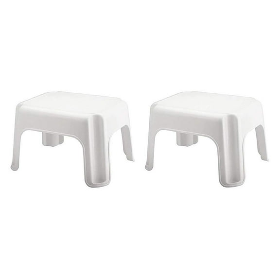 Restored Rubbermaid Durable Plastic Step Stool, Holds 300 lbs, White2 Pack (Refurbished)