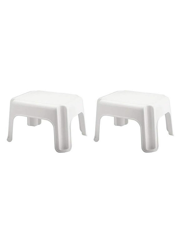 Restored Rubbermaid Durable Plastic Step Stool, Holds 300 lbs, White2 Pack (Refurbished)