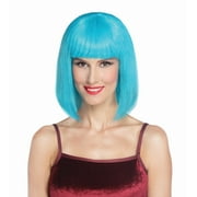 Way To Celebrate Adult Short Bob Wig in Blue Color. One Size Fits All Female. Polyester Wig for Halloween Party used.
