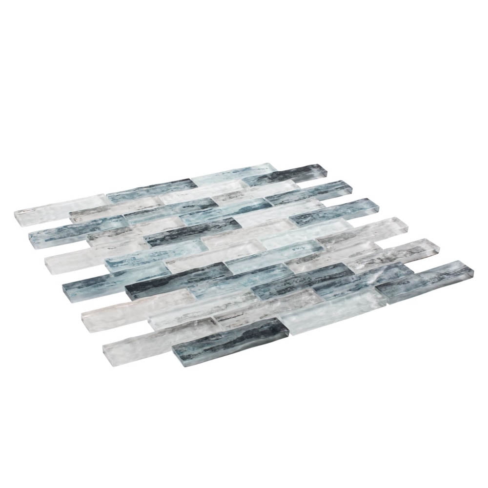 Giovan Islandia Blue 1-in. x 4-in. Brick Joint Matte Glass Mosaic Wall and Floor Tile