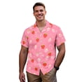 thumbnail image 3 of Uorisanigo Red Strawberry Couple Matching Outfit Mens Button Down Shirt Size 6XL Lightweight Hawaiian Shirts Workwear and Womens Short Sleeve Dress with Pocket for Summer Spring, 3 of 7