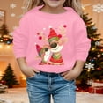 thumbnail image 2 of FYEGRE Haut à Capuche Confort Festif pour Fille, Imprimé Festif, Manches Longues, Col Rond, Chandail Confortable pour les Vacances, Rose 6-7 Ans, 2 of 4