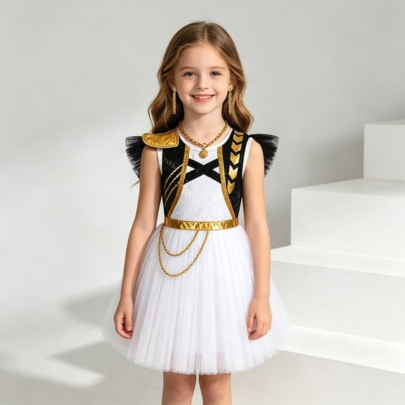 G'irl's Pop Star Cosplay Costume, Anime Super Idol Stage Performance Outfit, Tulle Dress and Jacket Set with Purple Braid Accessories for K'id's Halloween Party