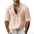 thumbnail image 2 of Yaoyar Mens Linen Shirts Casual Long Sleeve Hippie Yoga Tops Lightweight Summer Beach T-Shirt, 2 of 6