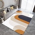 thumbnail image 2 of Brown Medieval Geometric Striped Art Area Rugs, Simple Retro Bohemian Lines Machine Washable Carpet, Non-slip Decorative Rug for Living Room Bedroom Dining Room Farmhouse 5x8ft, 2 of 7
