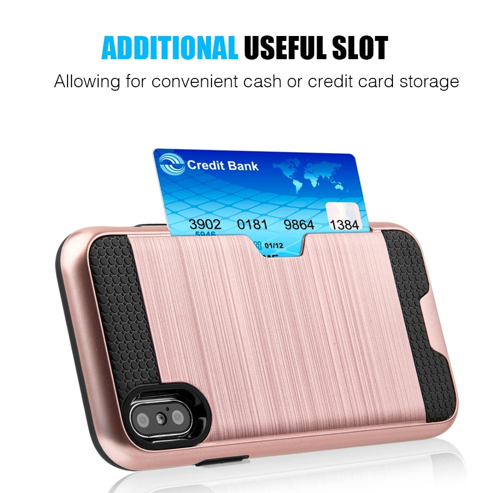 Sumaclife Protective Card Holder Hybrid Protector Case for Apple iPhone X Perfect Fit