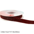 thumbnail image 3 of 5 Yards Burgundy Velvet Ribbon With Glitter Christmas Holiday DIY Bow Gift Wrapping Decoration Satin Flocking Ribbon Party Table Decor, 3 of 8
