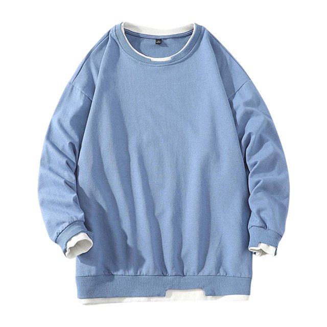 Gibobby Sudaderas de hombre Sudadera clásica de Cuello Redondo con Bloques de Colores Sudadera para Hombre(Azul celeste,XG)