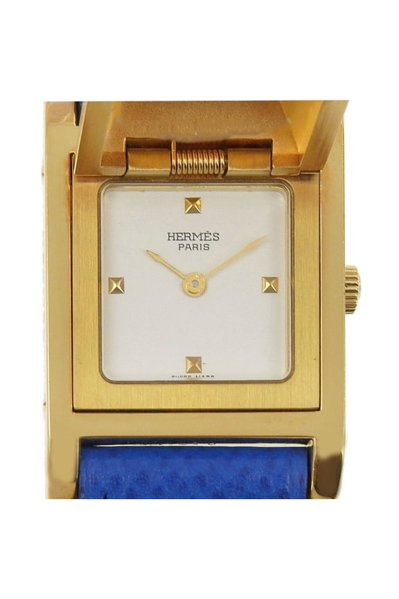 Pre-Owned Hermes HERMES Medor Watch Gold Plated x Embossed Leather 1994 Quartz Analog... (Good)