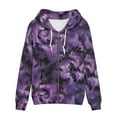 thumbnail image 4 of DISNIMO Halloween Hoodies for Women Bat Printed Hooded Sweatshirts Zip Up Jacket Coat Tie Dye Printed Sport Sweatshirt with Pockets, 2XL, 4 of 5