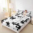 thumbnail image 4 of Manfei Pixel Geometric Full Size Sheets,Modern Abstract Geometric Bed Sheets,Black White Sheet Sets For Boys Kids,Super Cozy Room Decor,4-Piece, 4 of 7