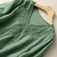 thumbnail image 6 of Endives Womens Shirts Embroidered Tops Floral Cotton Linen Tunic T-shirt Tee 3/4 Sleeve V Neck Button Boho Ethnic Womens Tops, 6 of 6