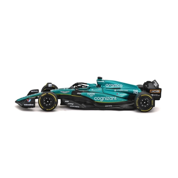 2023 Aston Martin AMR23 Sidekick Race Car, #18 Lance Stroll - Bburago 01933-ASTON - 1/43 Scale Diecast Model Car